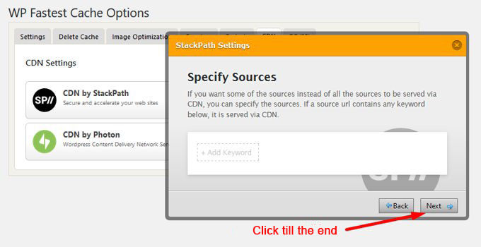 WP fastest cache Stackpath sources