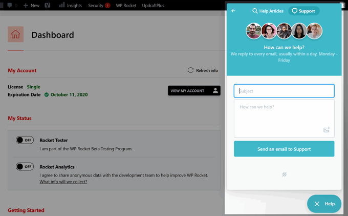 WP-Rocket review helpdesk