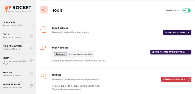 WP-Rocket review tools