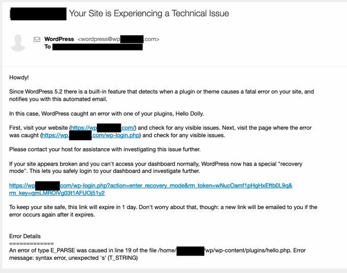 Wordpress technical problem via email Wordpress technical problem via email