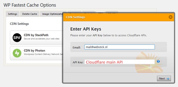 WP fastest cache Cloudflare API