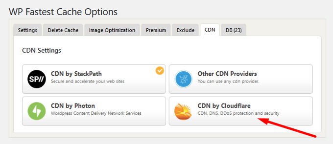WP fastest cache Cloudflare settings