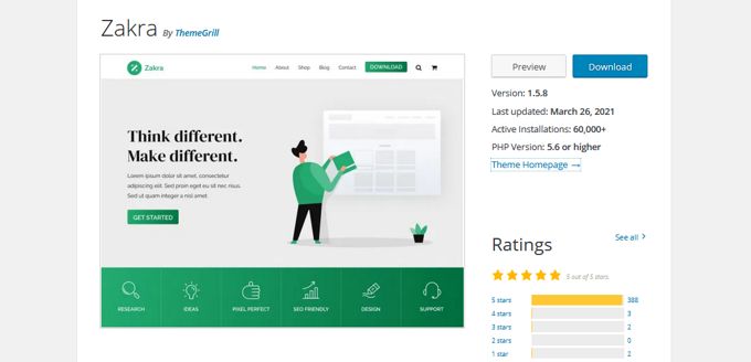 Zakra theme review rating