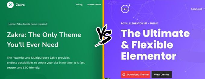 Zakra vs Royal Elementor Zakra vs Royal Elementor