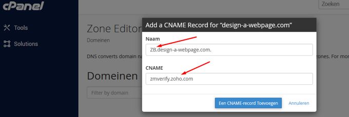 Zoho Mail sut up Cpanel Cname add ZB Zoho Mail set up Cpanel Cname add ZB